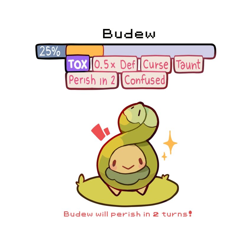 :>, blush_stickers, budew, commentary, english_commentary, english_text, gameplay_mechanics, gen_4_pokemon
