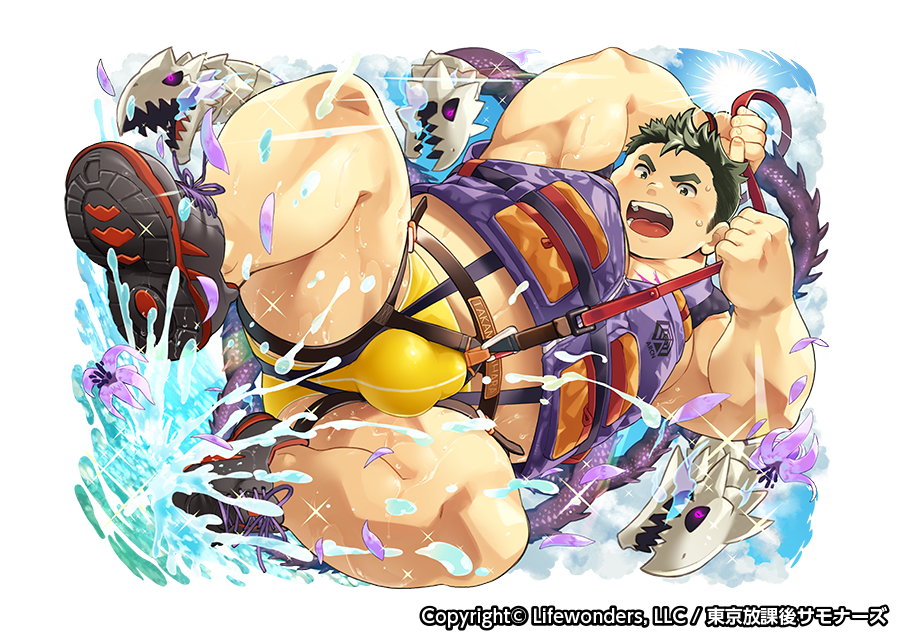 1boy, bara, black_hair, briefs, bulge, fat, fat_man, fecho_kouta_(nikubo)