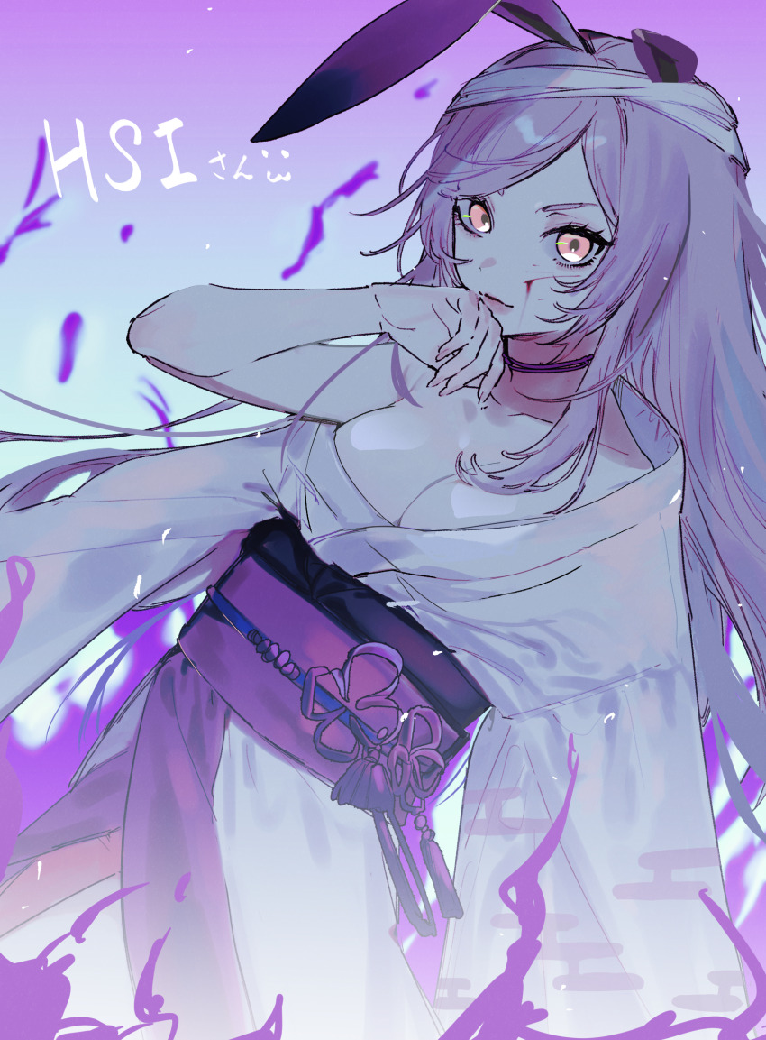 1girl, 24-year-old_student, animal_ears, arm_out_of_sleeve, blood, blood_on_face, breasts, character_name