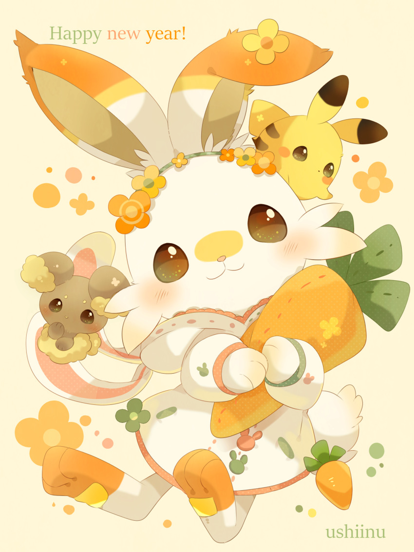 :3, artist_name, blush, brown_eyes, buneary, closed_mouth, clothed_pokemon, coat