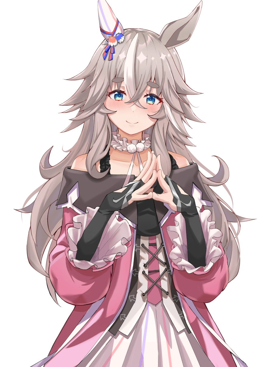 1girl, absurdres, animal_ears, blue_eyes, blush, collar, collarbone, detached_collar