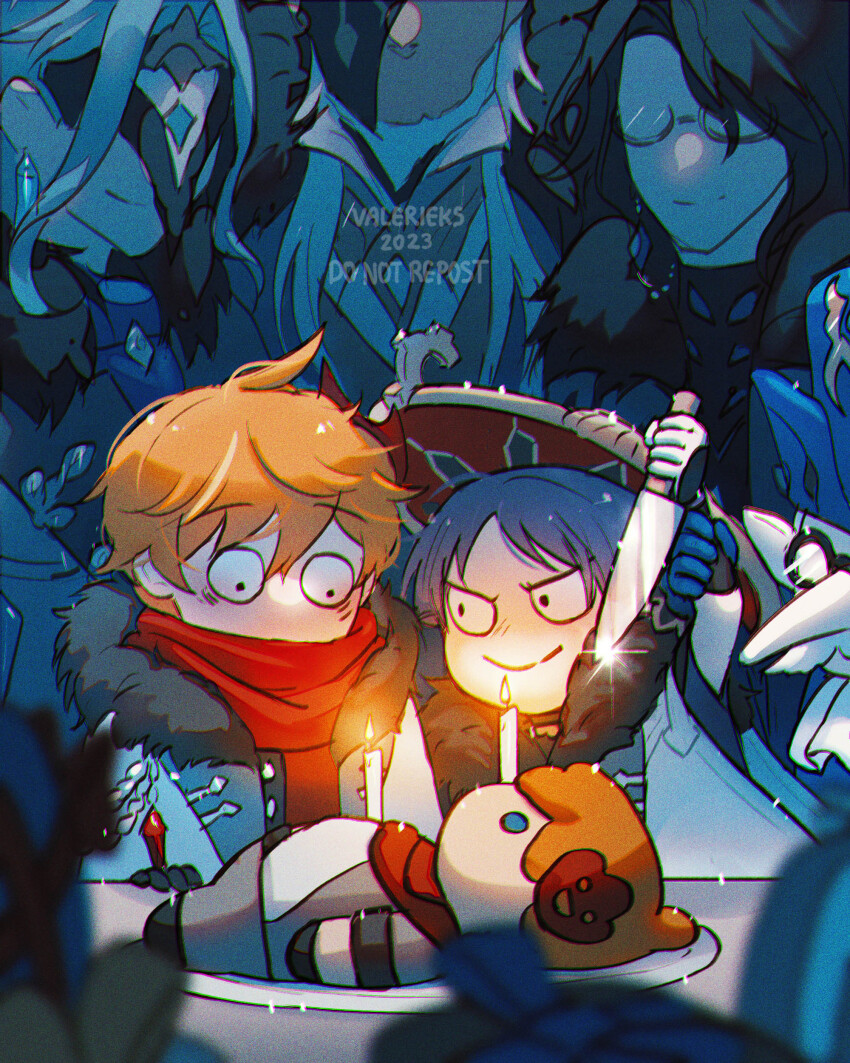 absurdres, character_request, dottore_(genshin_impact), fur_collar, genshin_impact, highres, pantalone_(genshin_impact), scaramouche_(genshin_impact)