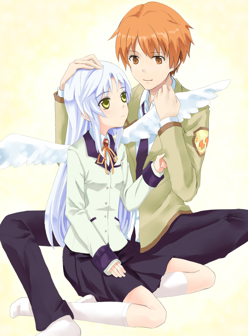 10s, angel_beats!, bad_id, bad_pixiv_id, blazer, jacket, kneeling, long_hair