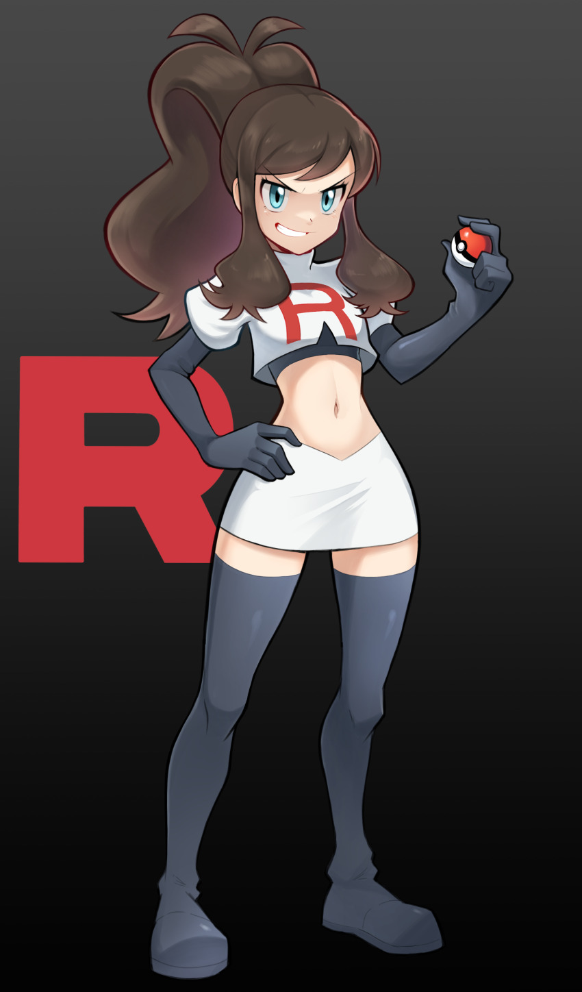 1girl, absurdres, black_background, black_boots, black_gloves, black_shirt, blue_eyes, boots