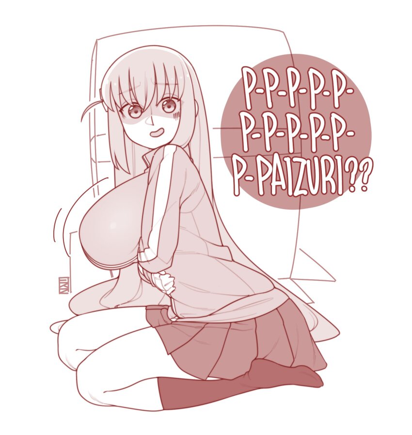 1girl, alternate_breast_size_(larger), arms_under_breasts, bocchi_the_rock!, breasts, ekz_(robotekz), english_text, gotoh_hitori