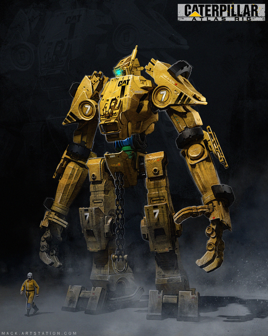 1boy, 3d, beard, blue_eyes, caterpillar_(company), chain, commentary, english_commentary