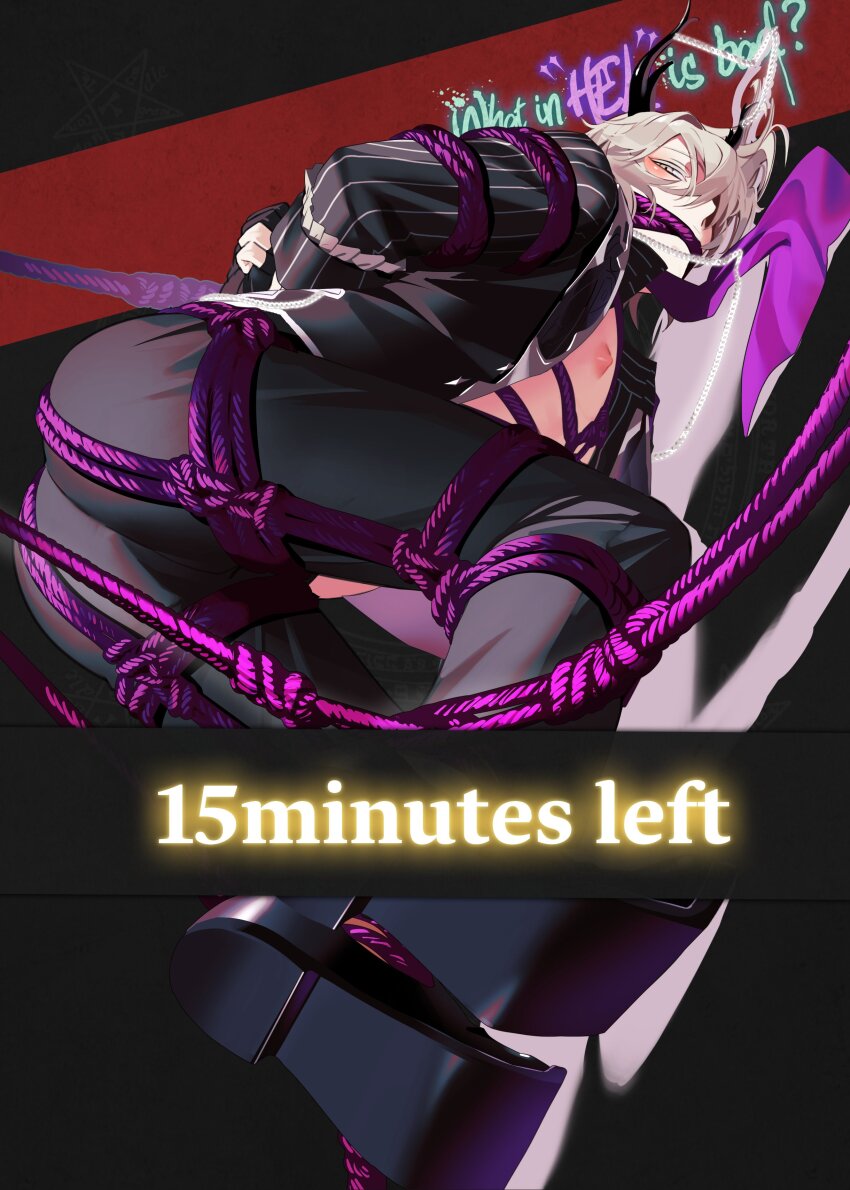 1boy, absurdres, bdsm, blonde_hair, bondage, bound, full_body, highres