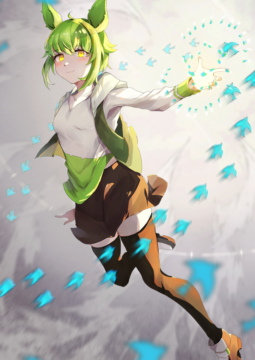 1other, absurdres, animal_ears, bird, blush, collarbone, eyebrows, glowing