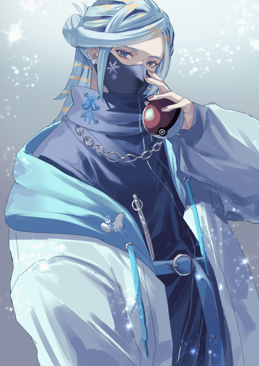 1boy, absurdres, alternate_costume, belt, blue_eyes, blue_hair, chain, commentary_request