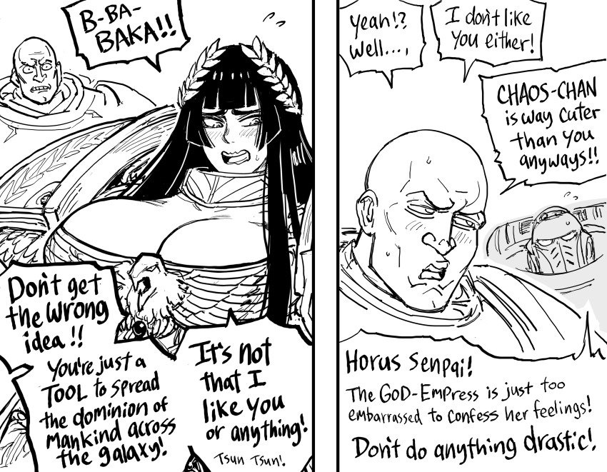 1boy, 1girl, absurdres, adeptus_astartes, anachronism, armor, bb_(baalbuddy), black_hair