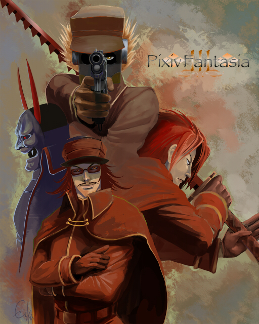 4boys, aiming, akatsuhara_empire, blonde_hair, cape, coat, eska, eska_(cervus)