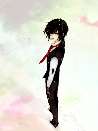 1boy, androgynous, black_hair, cigarette, hellsing, hellsing:_the_dawn, male_focus, necktie