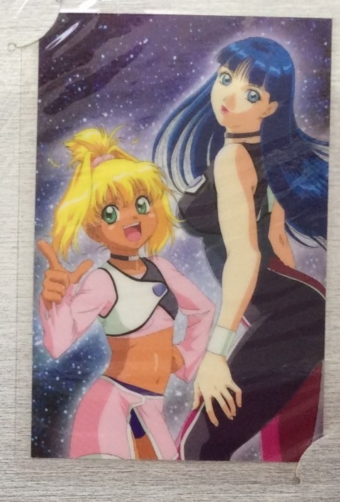 00s, 2girls, age_difference, bandai, bare_legs, blonde_hair, blue_hair, bodysuit