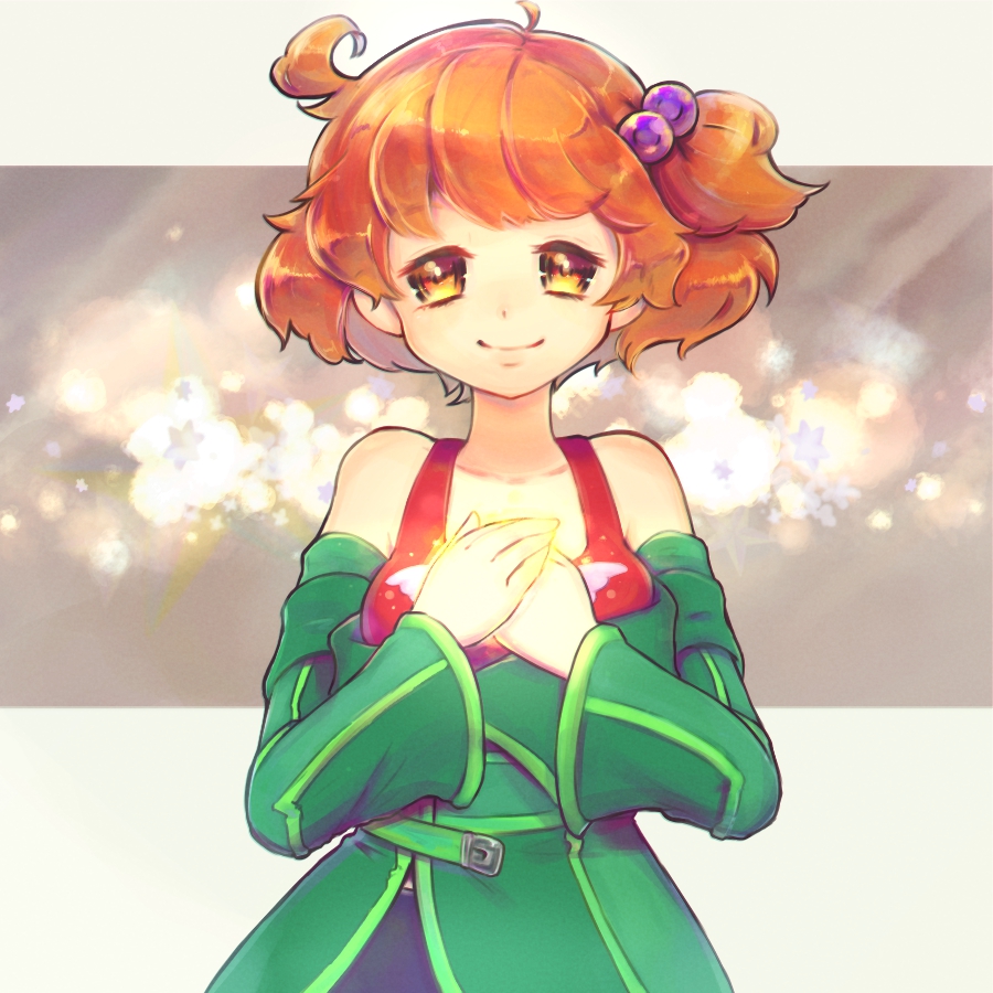 1girl, aine_(hoshi_wo_miru_hito), bare_shoulders, hijikimon2mon, hoshi_wo_miru_hito, off-shoulder_shirt, off_shoulder, orange_eyes