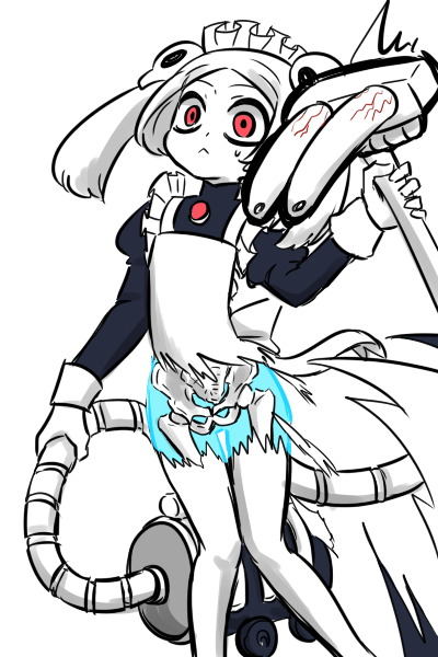 1girl, apron, asagao_(bikaburi), bloody_marie_(skullgirls), brooch, dress, frilled_apron, frills