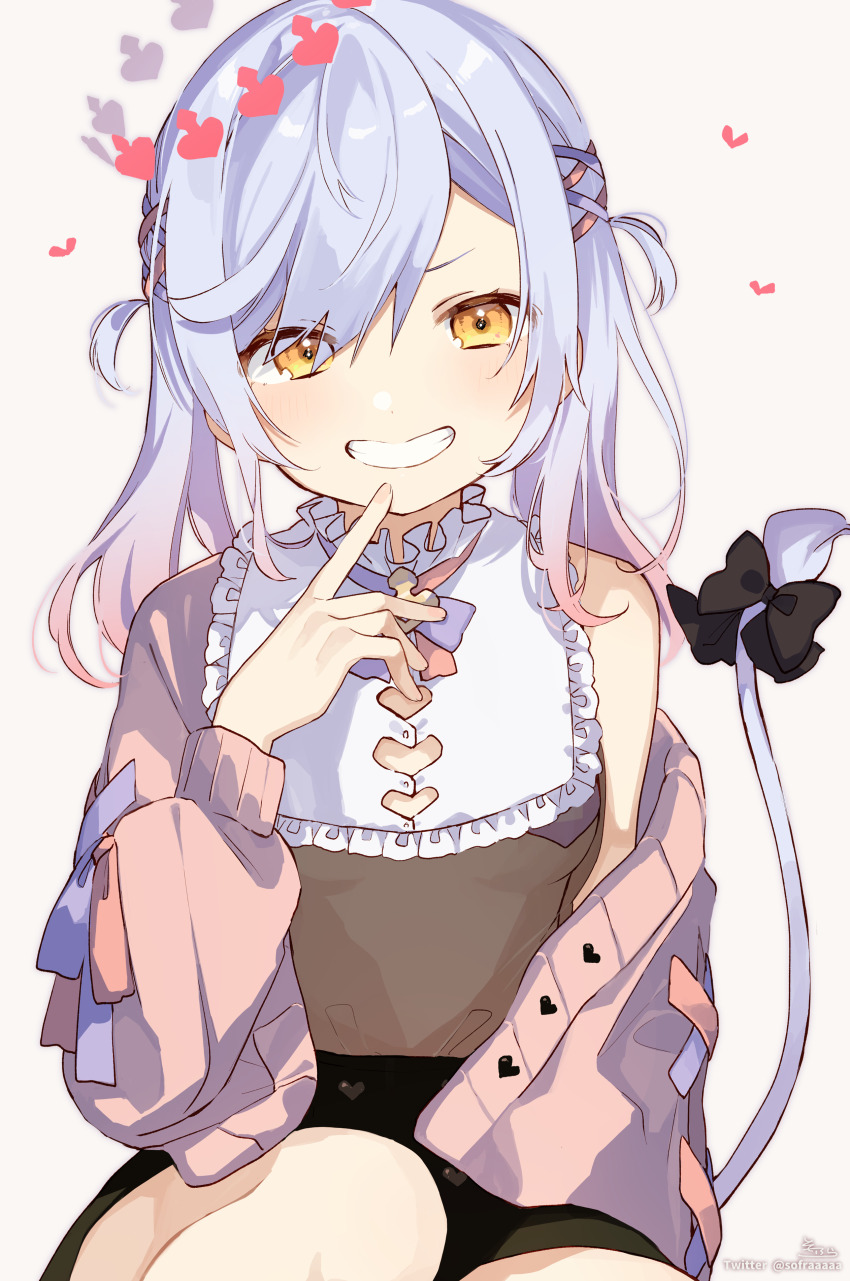 1girl, absurdres, black_bow, black_skirt, bow, brown_background, brown_shirt, cardigan