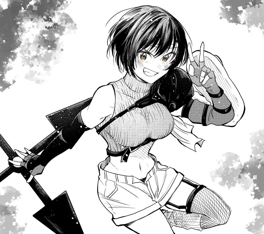 1girl, absurdres, armor, asymmetrical_legwear, black_hair, blush, breasts, brown_eyes