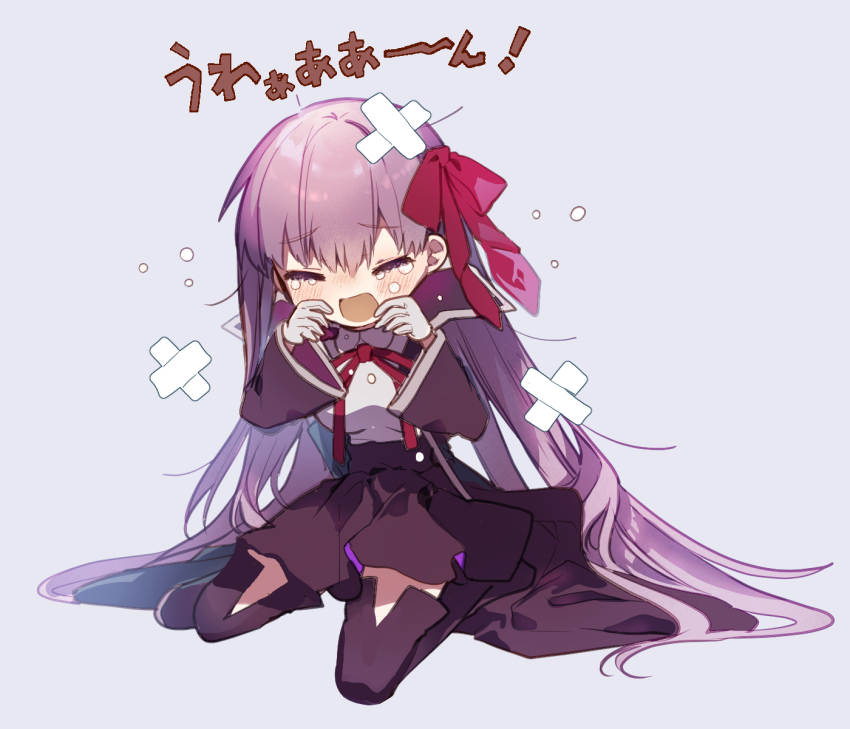 1girl, bb_(fate), bb_(fate/extra), black_boots, blush, boots, bow, breasts