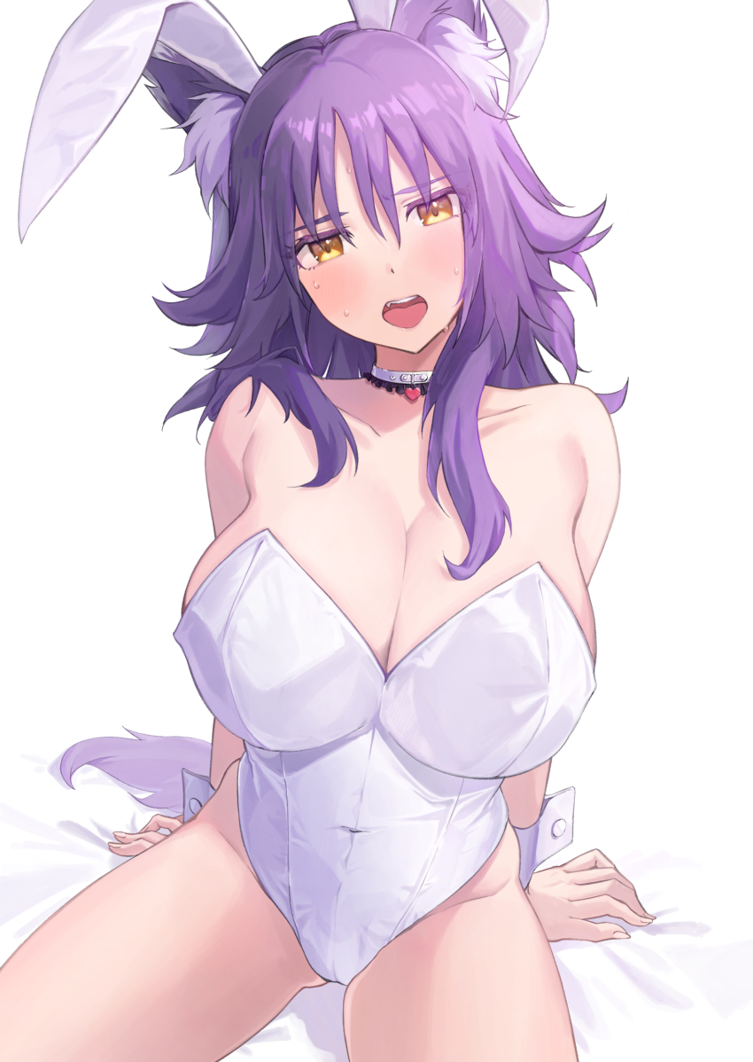 1girl, absurdres, animal_ear_fluff, animal_ears, bare_shoulders, blush, breasts, choker