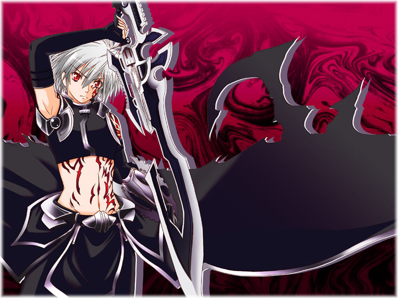 00s, 1boy, bad_id, bad_pixiv_id, gunblade, long_coat, lyrical_nanoha, magical_boy