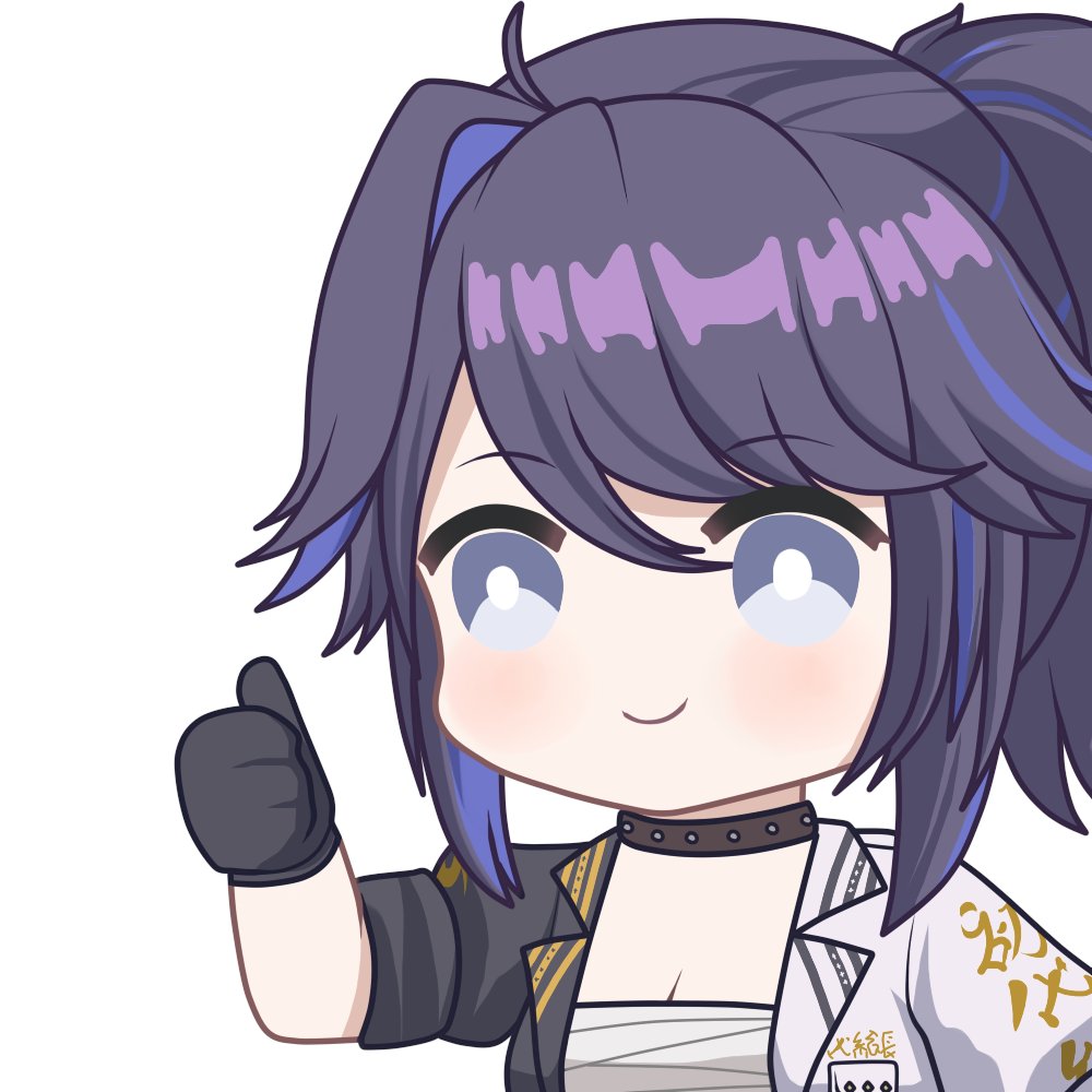 1girl, aprob_(meme), black_collar, black_gloves, black_hair, blue_eyes, breasts, chest_sarashi