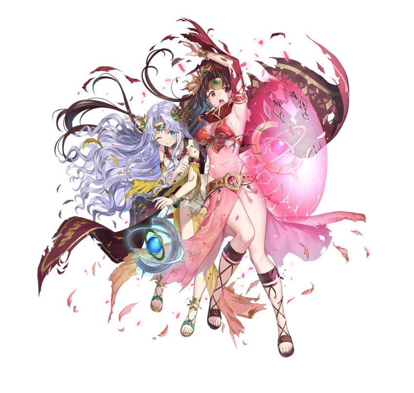 2girls, brown_hair, cape, fire_emblem, fire_emblem:_mystery_of_the_emblem, fire_emblem:_thracia_776, fire_emblem_heroes, linde_(fire_emblem)