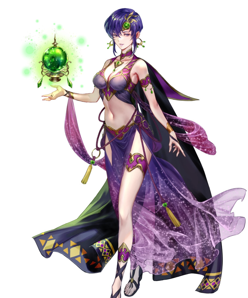 1girl, bare_shoulders, blue_hair, breasts, cape, cleavage, collarbone, earrings