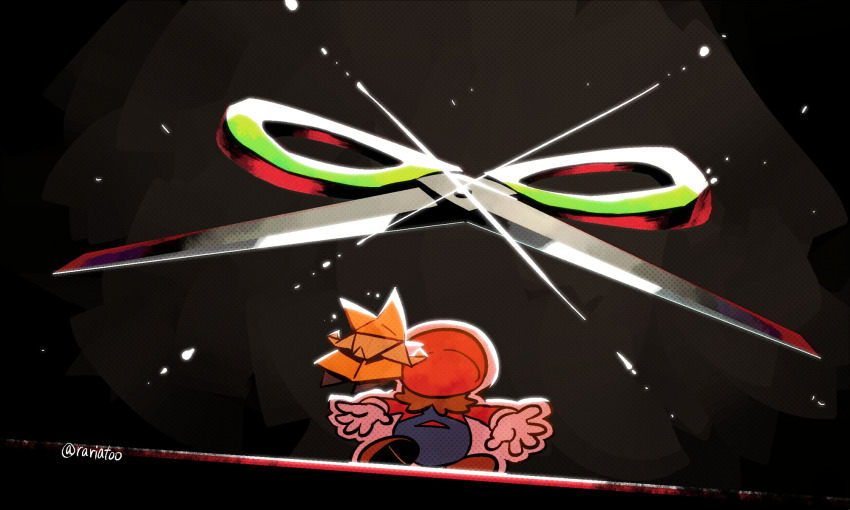 1boy, blue_overalls, facing_away, from_behind, glint, gloves, halftone, highres