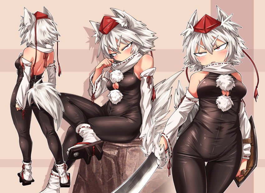 1girl, adapted_costume, animal_ears, ass, back, backless_outfit, black_bodysuit, black_footwear