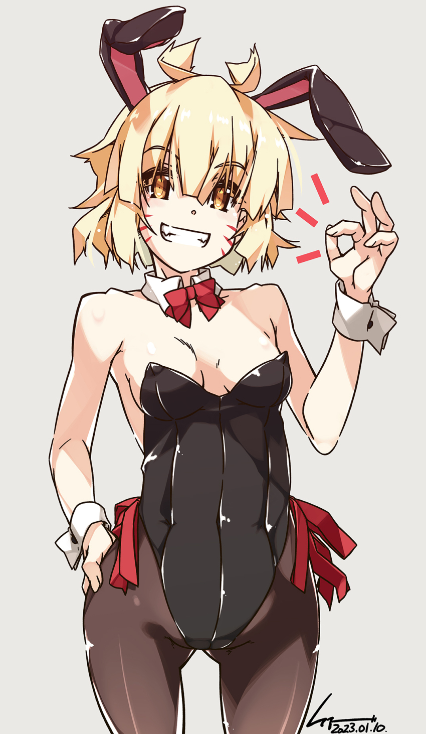 1girl, animal_ears, argo_the_rat, blonde_hair, bow, bowtie, breasts, commentary_request