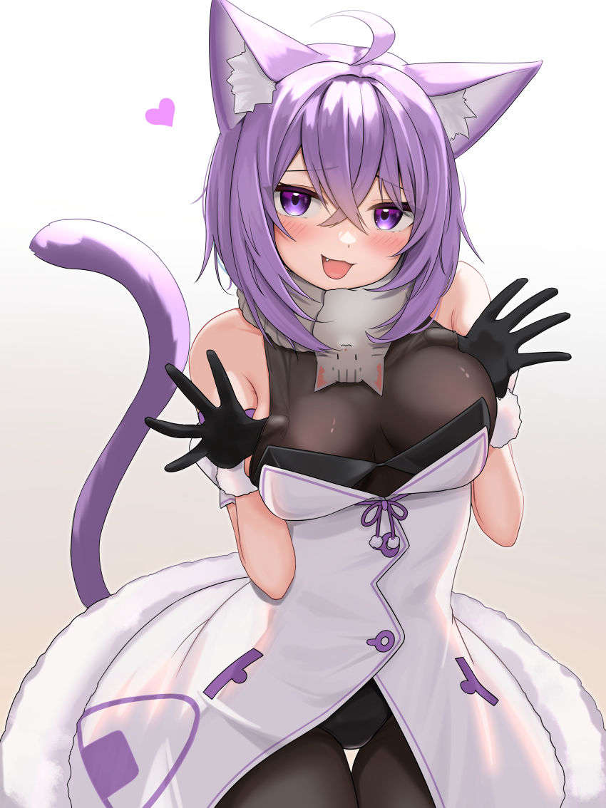 1girl, absurdres, ahoge, animal_ear_fluff, animal_ears, bare_shoulders, black_gloves, black_leotard