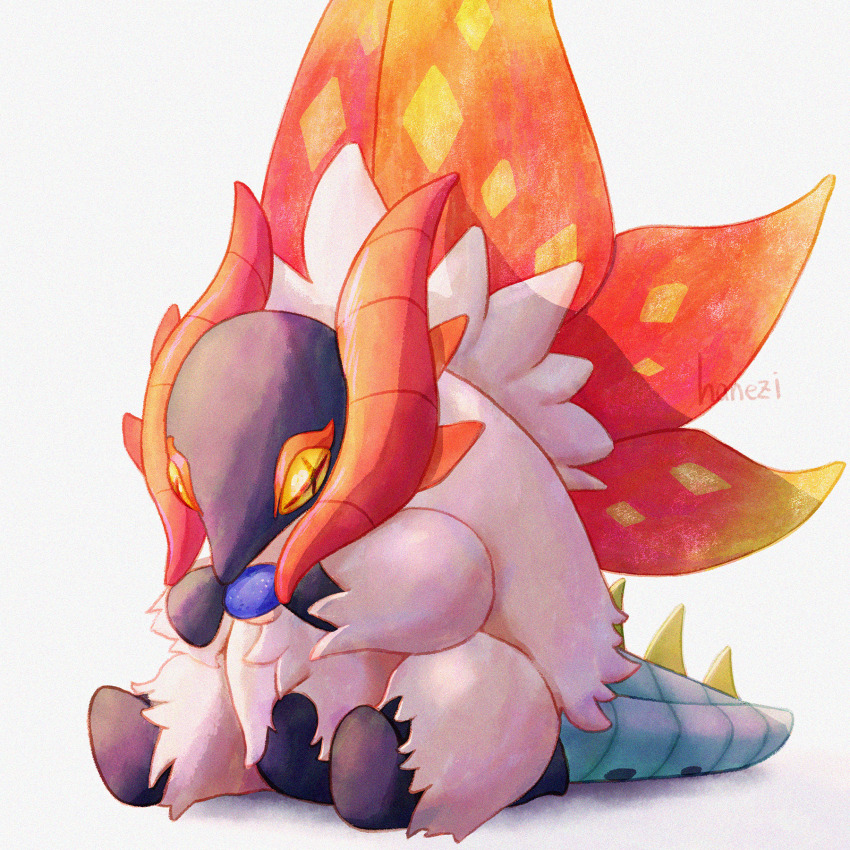 +_+, animal_focus, commentary_request, devil_uo, highres, holding, horns, looking_down