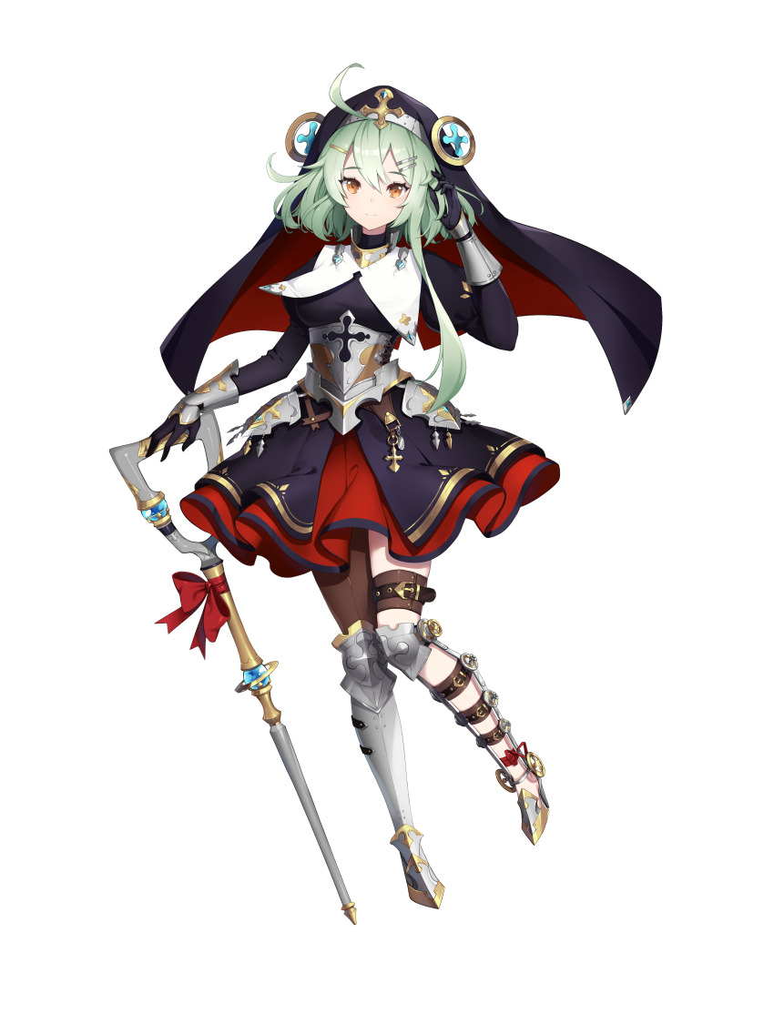 1girl, absurdres, arm_at_side, armored_boots, artist_request, asymmetrical_footwear, boots, cane