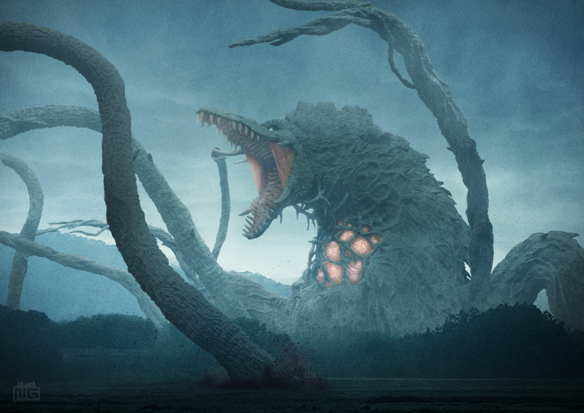 biollante, extra_mouth, glowing, godzilla_(series), godzilla_vs._biollante, highres, kaiju, monster