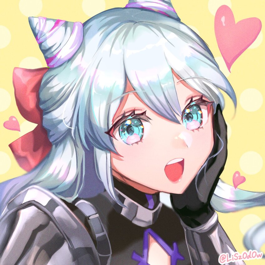 1boy, androgynous, arm_guards, armor, black_gloves, blue_eyes, blue_hair, bow