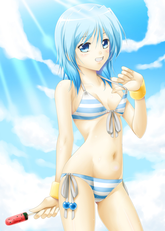 00s, 1girl, ayato, bad_id, bad_pixiv_id, bikini, blue_eyes, blue_hair