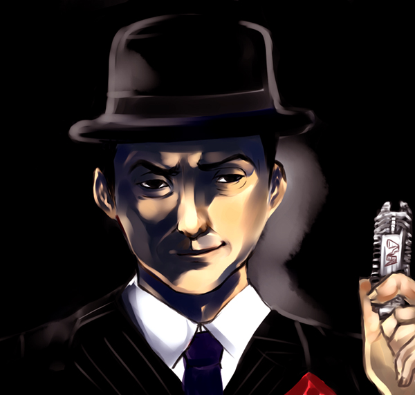 1boy, bowler_hat, dark, gaia_memory, gradient_background, hat, isaka_shinkuro, isaka_shinkurou, kamen_rider, kamen_rider_w, male_focus, sawamura_hikaru, solo, upper_body