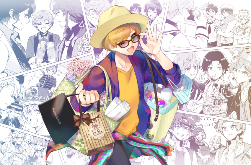 1623, 1other, 6+boys, asahi_sora, atago_rentaro, blonde_hair, busujima_tsukumo, dankira!!!