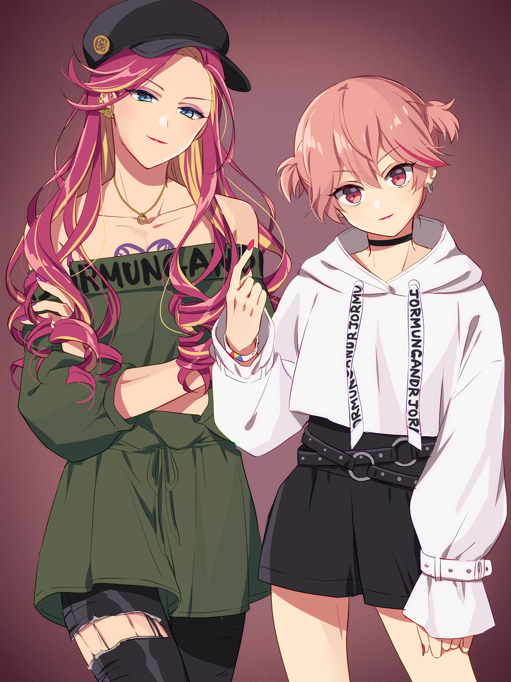 1boy, 1other, androgynous, blonde_hair, blue_eyes, dankira!!!, highres, hinata_mahiru