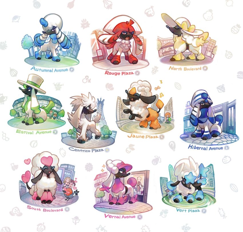 3boys, 4girls, :o, bird, closed_mouth, commentary_request, elizabeth_(tomas21), fang