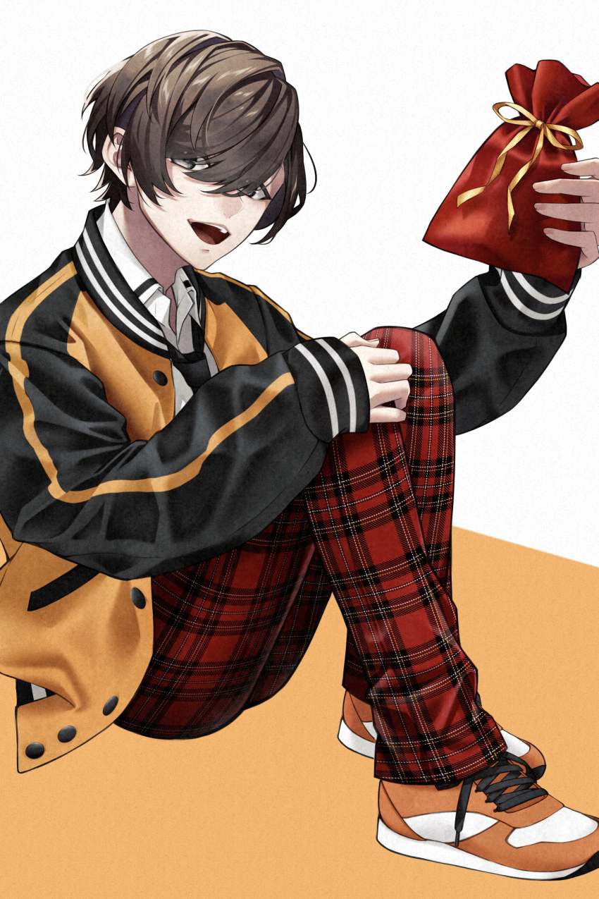 1boy, absurdres, aoppella, black_jacket, black_necktie, brown_eyes, brown_hair, collared_shirt