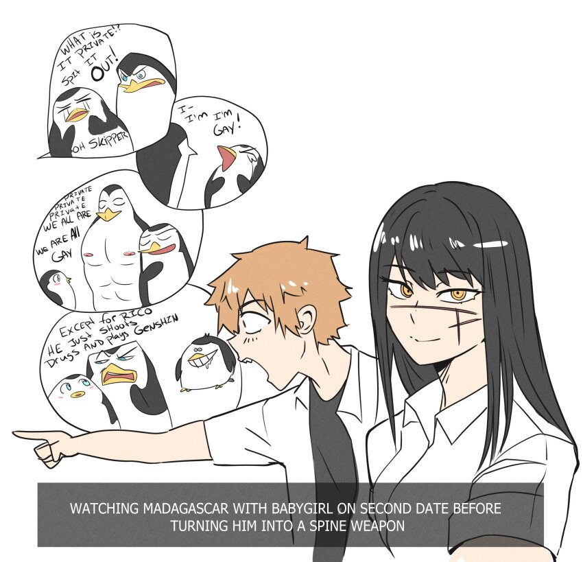 1girl, 5boys, absurdres, anachronism, bird, black_hair, black_shirt, blonde_hair