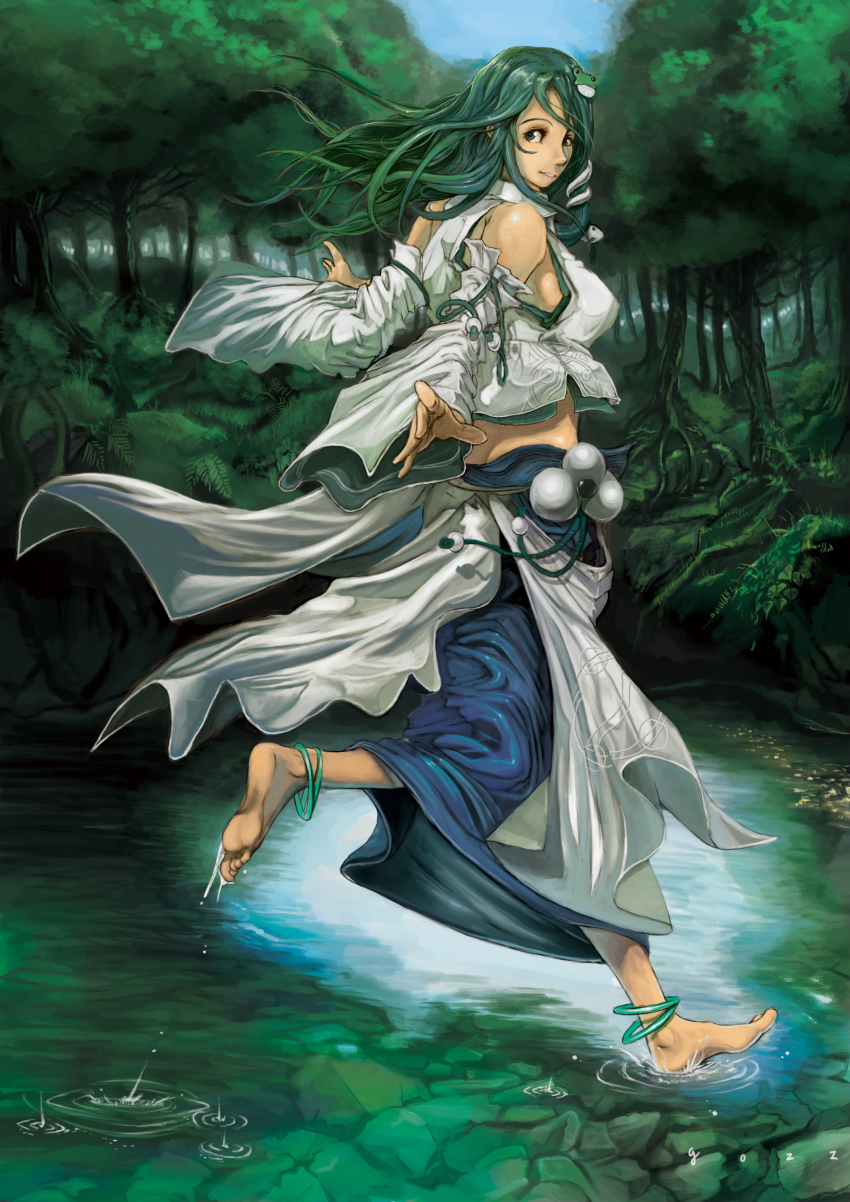 1girl, absurdres, anklet, bad_id, bad_pixiv_id, barefoot, breasts, butt_crack