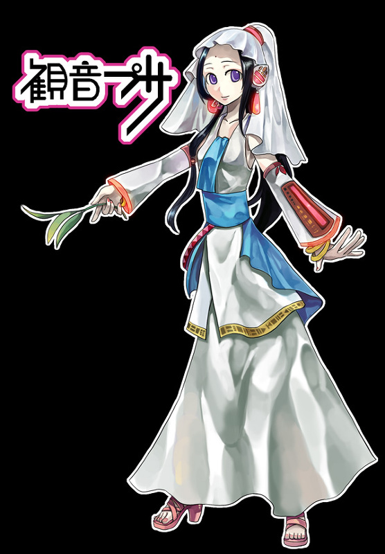 1girl, bad_id, bad_pixiv_id, black_hair, character_name, detached_sleeves, dress, female_focus