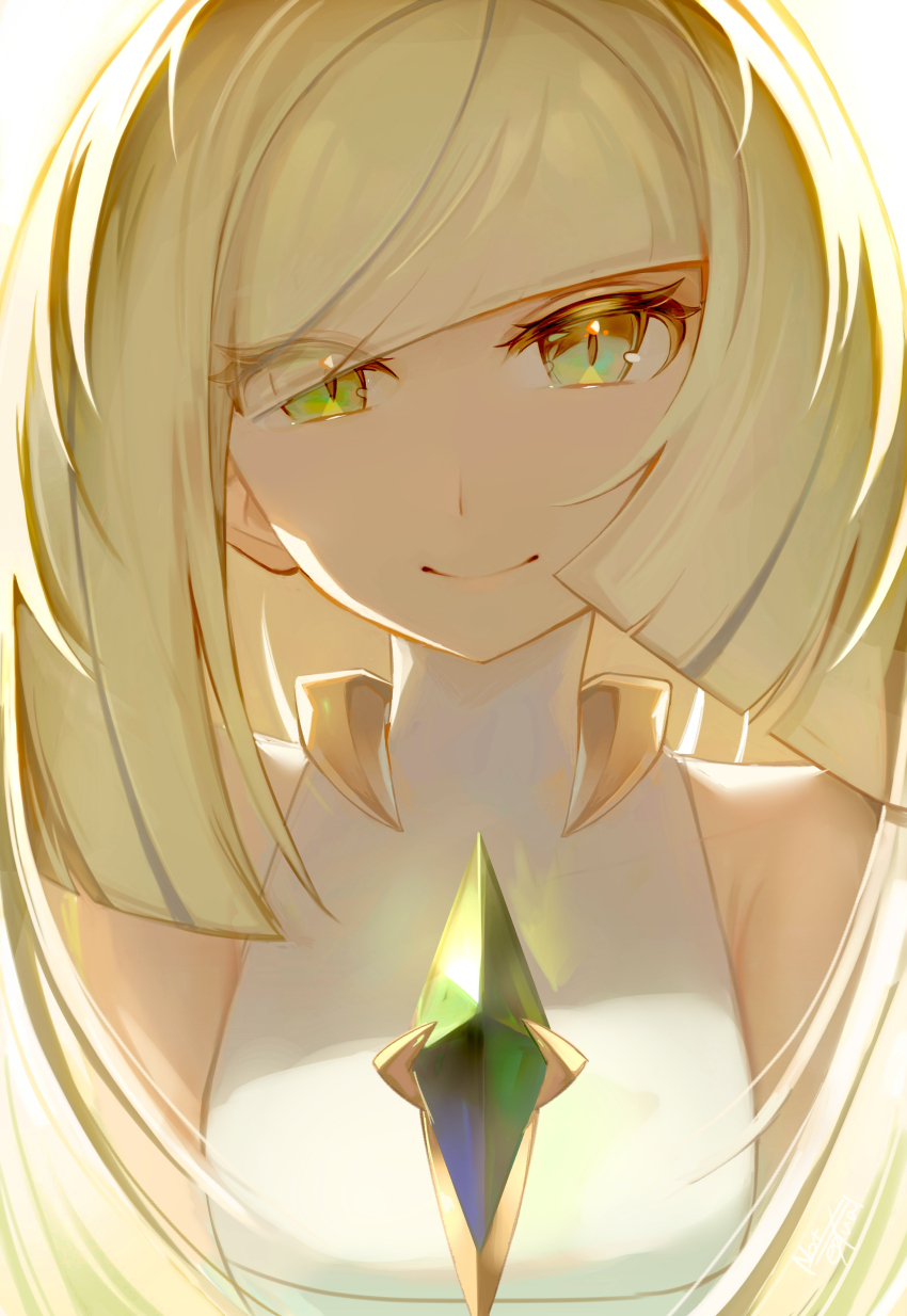 1girl, =_(9_yawbus), absurdres, blonde_hair, blunt_bangs, closed_mouth, commentary_request, diamond_(shape)