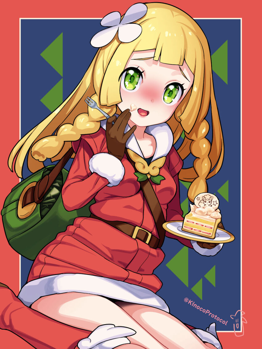 1girl, alolan_form, alolan_vulpix, bag, belt, blonde_hair, blush, boots