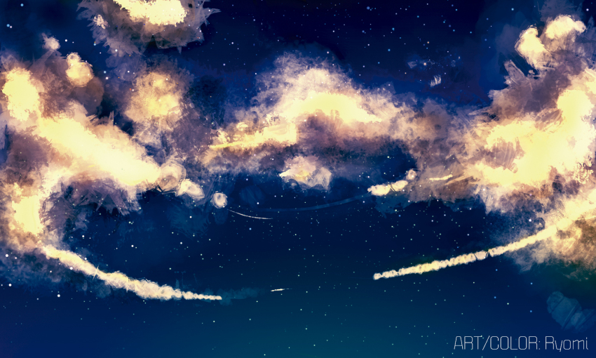 artist_name, blue_sky, cloud, cloud_focus, cloudy_sky, commentary, contrail, english_commentary