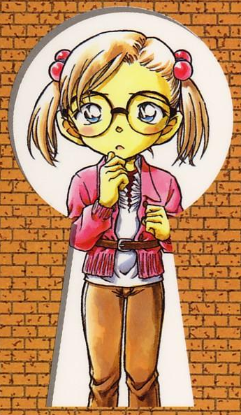 blue_eyes, brown_hair, glasses, higashio_maria, meitantei_conan, twintails