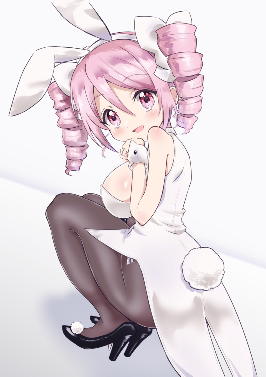 1girl, animal_ears, black_pantyhose, blush, breasts, chinese_zodiac, drill_hair, fake_animal_ears