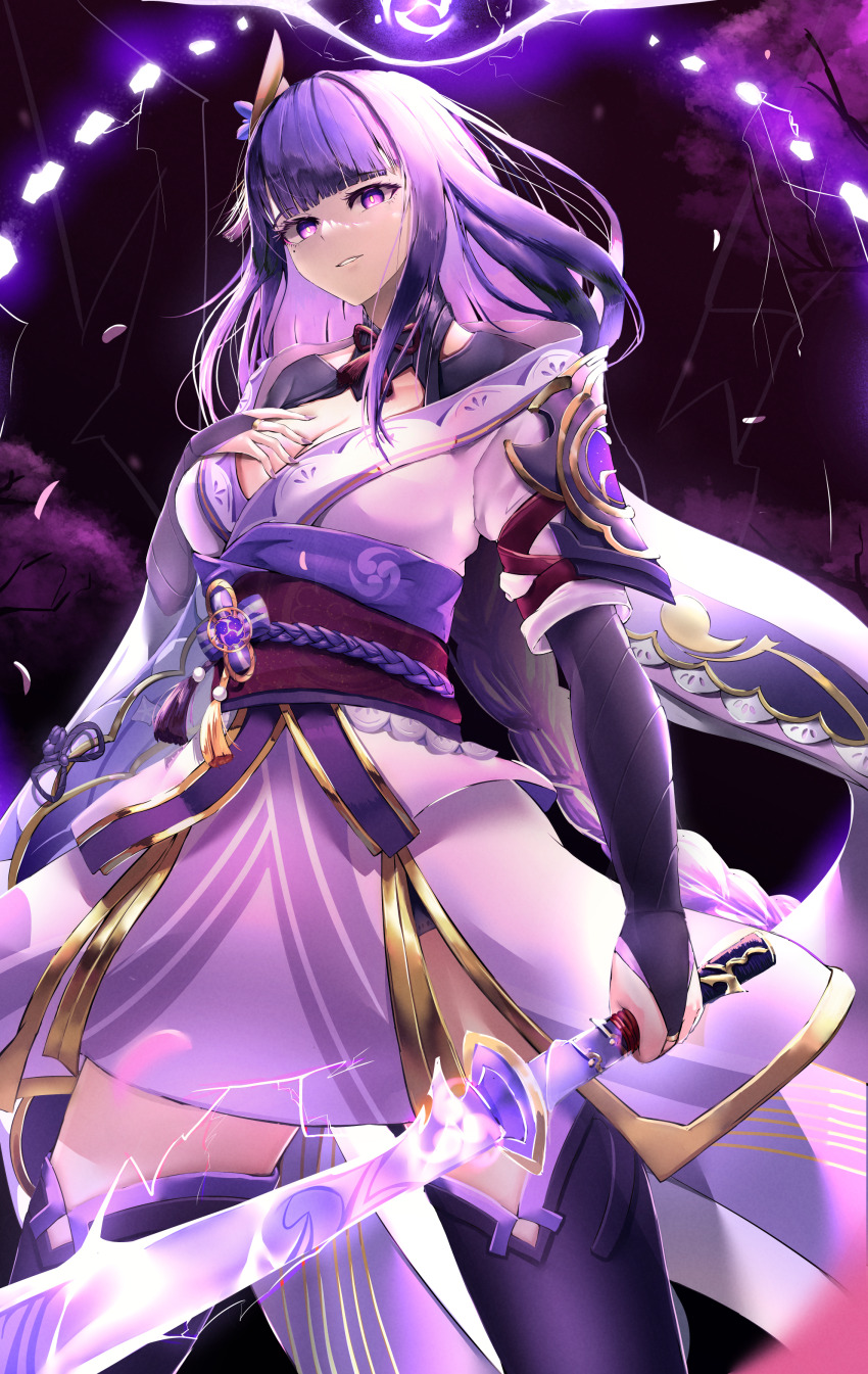 1girl, absurdres, arm_armor, belt, black_background, black_thighhighs, bow, bowtie